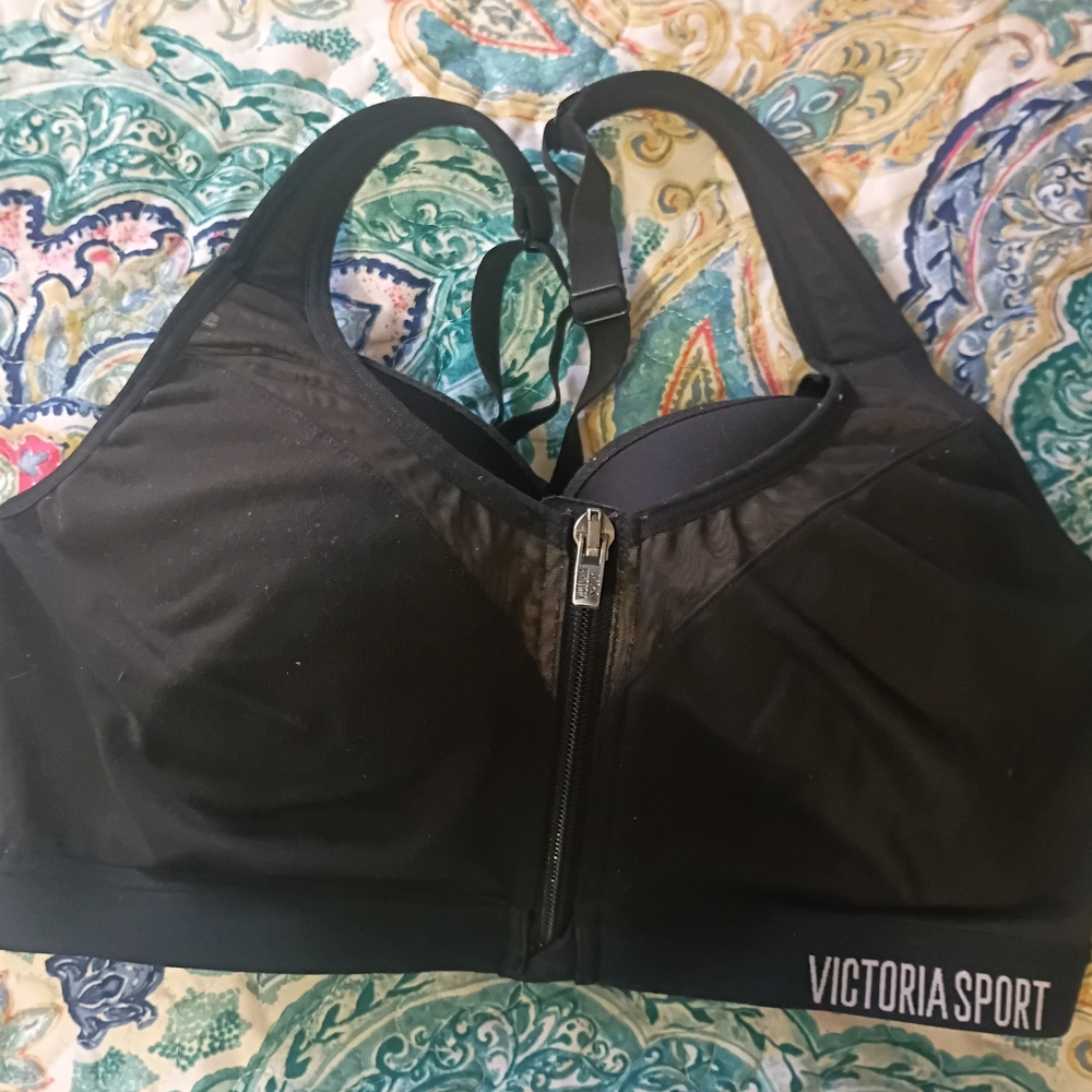 Victoria's Secret Black Zip Front Sports Bra